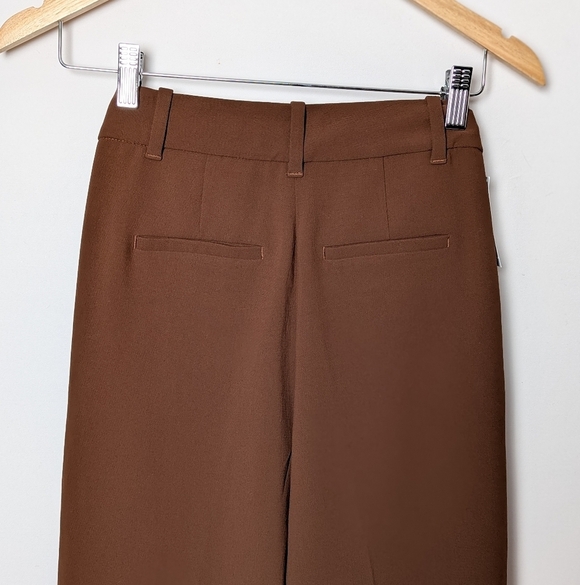 NWT WILFRED Effortless Pants Cognac Brown Wide Leg 00 ARITZIA - Picture 11 of 14